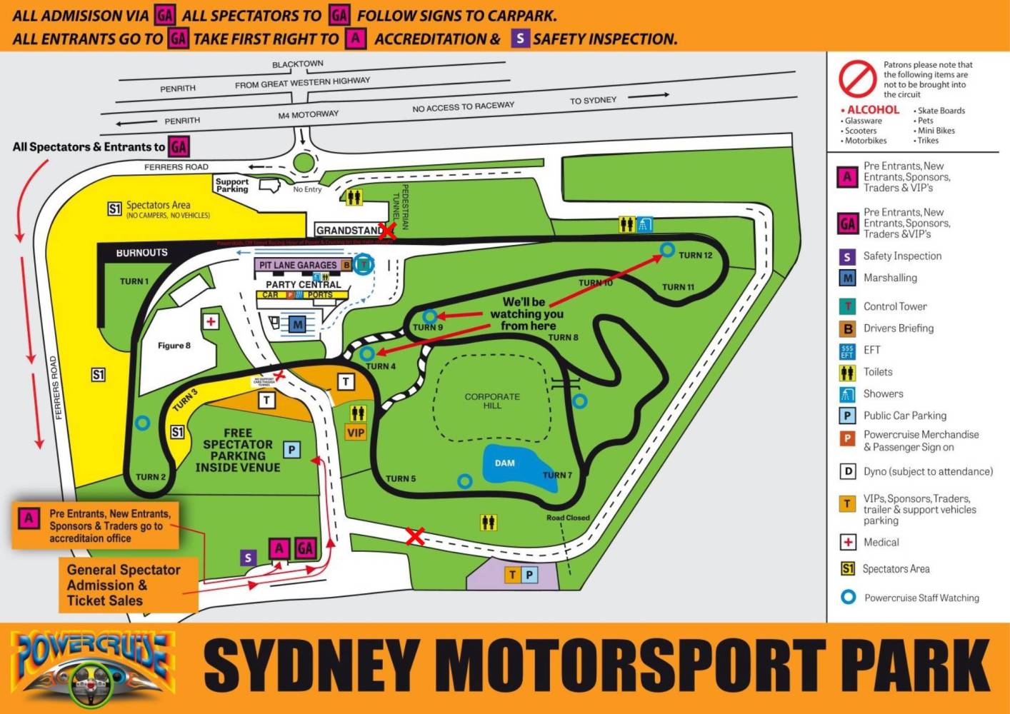 Official PP55 Map. Accreditation Is Marked By The Pink A At The Bottom Left Beside Gate A.